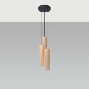 Pendant Lamp Lino 3p Natural Wood Multi Pendants Great Lighting UK Ltd