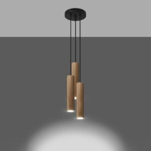Pendant Lamp Lino 3p Natural Wood Multi Pendants Great Lighting UK Ltd