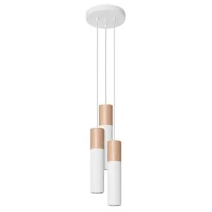Pendant Lamp Pablo Three Light White / Natural Wood Living Room Pendant Lights Great Lighting UK Ltd