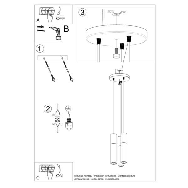 Pendant Lamp Pablo 3p White - Image 5