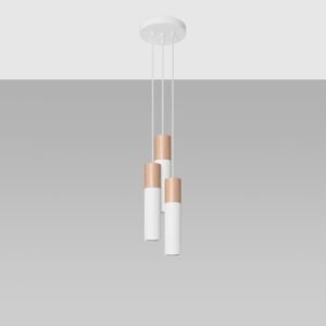 Pendant Lamp Pablo Three Light White / Natural Wood Living Room Pendant Lights Great Lighting UK Ltd