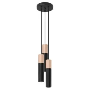 Wooden Pendant Light Pablo Three Light Black Black Pendant Lights Great Lighting UK Ltd