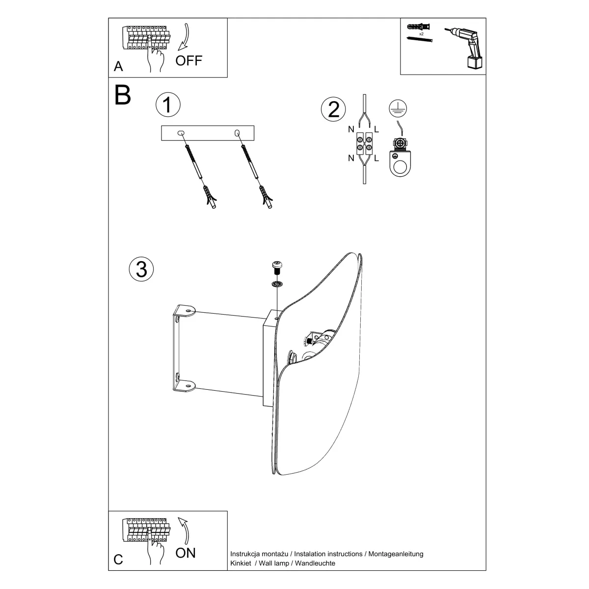 Tila 30cm Wall Light - Black Black Wall Lights Great Lighting UK Ltd