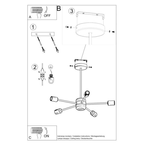 Chandelier Lango 5 Black Ceiling Chandeliers Great Lighting UK Ltd