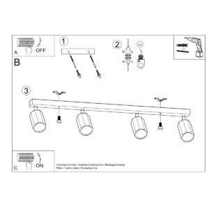 Ceiling Lamp Zeke 4 Oak Track Lighting Great Lighting UK Ltd