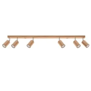 Zeke Six Light Oak Sphere Kitchen Track Light Living Room Ceiling Lights Great Lighting UK Ltd