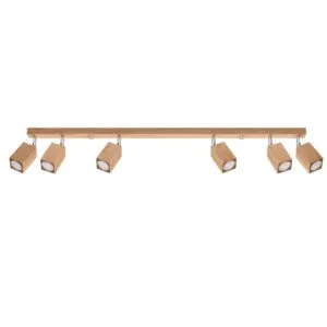 Keke Six Light Oak Cylinder Kitchen Ceiling Spotlight 6 Light Spotlights Great Lighting UK Ltd
