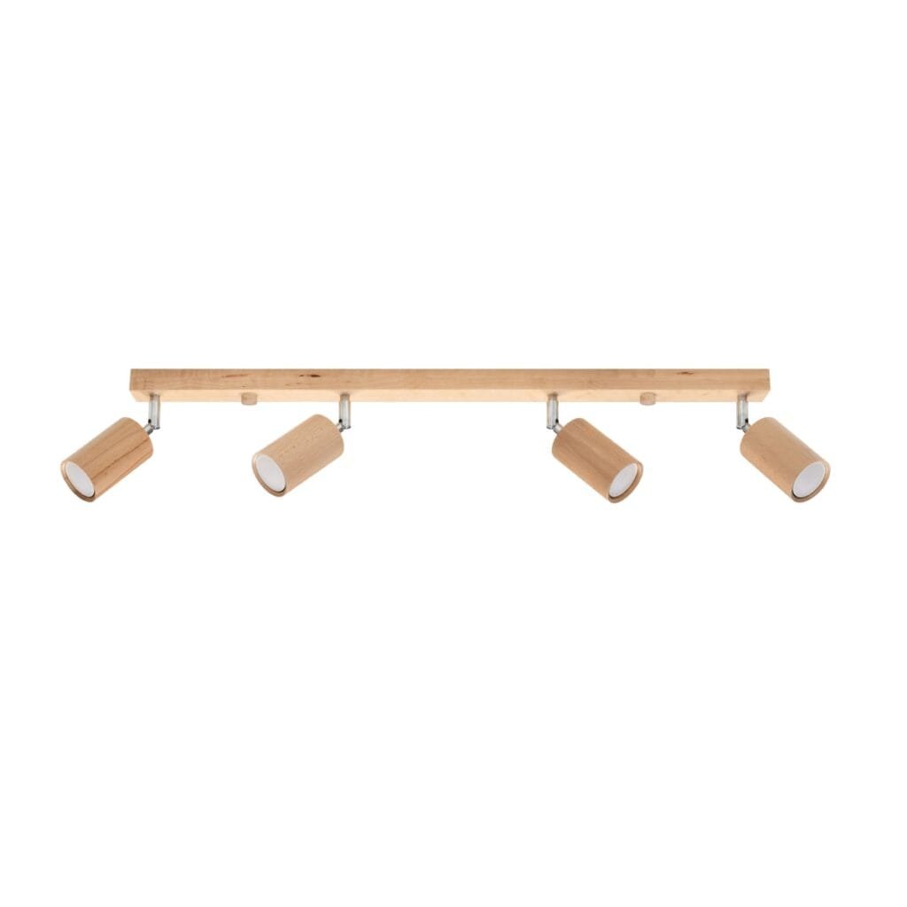Berg Four Light Natural Wood Kitchen Ceiling Spotlight 4 Light Spotlights Great Lighting UK Ltd
