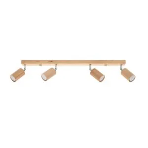 Berg Four Light Natural Wood Kitchen Ceiling Spotlight 4 Light Spotlights Great Lighting UK Ltd