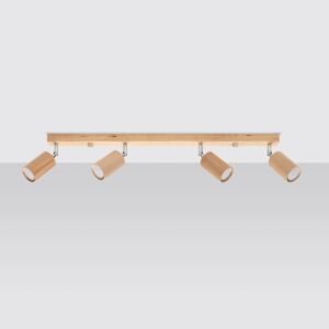 Ceiling Lamp Berg 4 Natural Wood Track Lighting Great Lighting UK Ltd