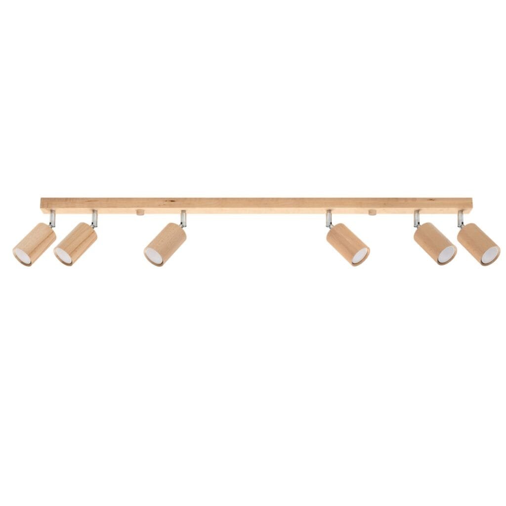 Berg Six Light Natural Wood Kitchen Ceiling Spotlight 6 Light Spotlights Great Lighting UK Ltd