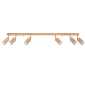 Berg Six Light Natural Wood Kitchen Ceiling Spotlight 6 Light Spotlights Great Lighting UK Ltd