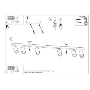 Ceiling Lamp Berg 6 Natural Wood Track Lighting Great Lighting UK Ltd