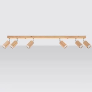 Ceiling Lamp Berg 6 Natural Wood Track Lighting Great Lighting UK Ltd