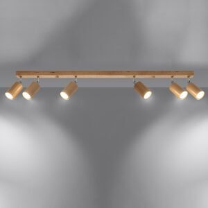Ceiling Lamp Berg 6 Natural Wood Track Lighting Great Lighting UK Ltd