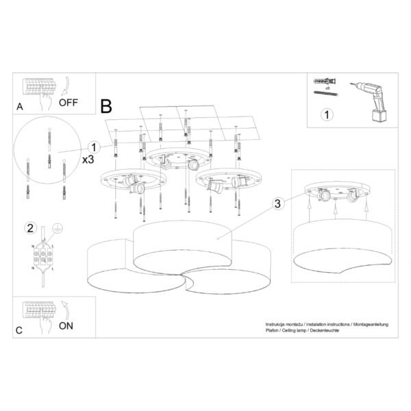 Ceiling Lamp Circle 3b White Cluster Ceiling Lights Great Lighting UK Ltd