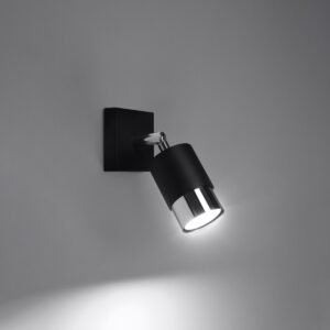 Wall Lamp Nero Black / Chrome Single Wall Lights Great Lighting UK Ltd