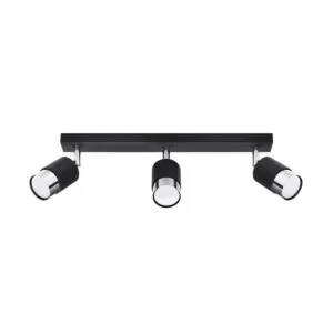 Nero Three Light Black Chrome Kitchen Spotlight Bar 3 Light Spotlights Great Lighting UK Ltd