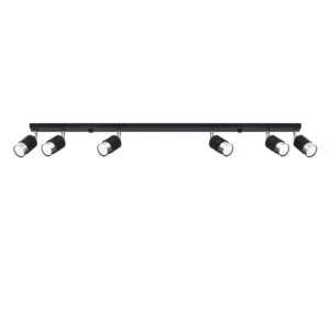Nero Six Light Black Chrome Kitchen Spotlight Bar 6 Light Spotlights Great Lighting UK Ltd