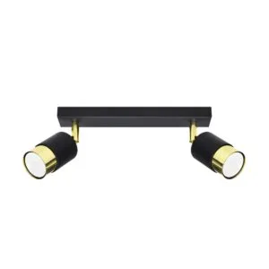 Nero Twin Ceiling Spotlight Bar - Black / Gold Black - Gold - Copper Lights Great Lighting UK Ltd