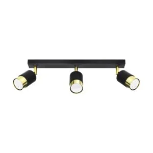 Nero Three Light Black Gold Kitchen Spotlight Bar 3 Light Spotlights Great Lighting UK Ltd