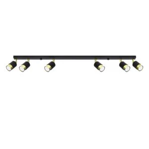Nero Six Light Black Gold Kitchen Spotlight Bar 6 Light Spotlights Great Lighting UK Ltd