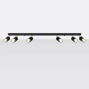 Ceiling Lamp Nero 6 Black / Gold Track Lighting Great Lighting UK Ltd
