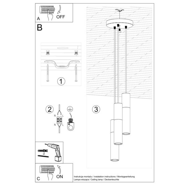 Pendant Lamp Borgio 3p White Modern Pendant Lights Great Lighting UK Ltd