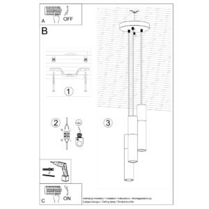 Pendant Lamp Borgio 3p Black Multi Pendants Great Lighting UK Ltd