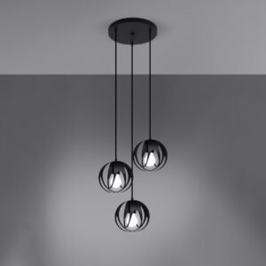 Pendant Lamp Tulos 3p Black Multi Pendants Great Lighting UK Ltd