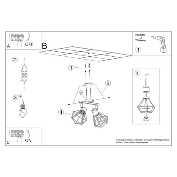 Ceiling Lamp Artemis 2 Black - Image 6