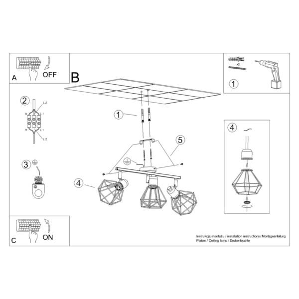 Ceiling Lamp Artemis 3 Black - Image 6