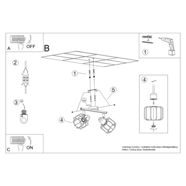 Ceiling Lamp Beluci 2 Black - Image 6