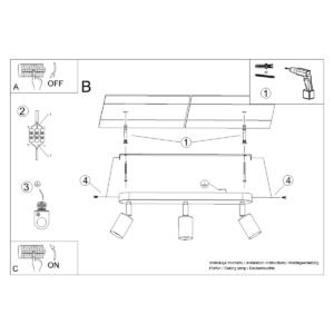 Ceiling Lamp Fornes 3 Black Track Lighting Great Lighting UK Ltd