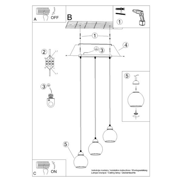 Pendant Lamp Alino 3 Black - Image 5