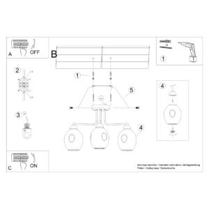 Chandelier Fillan 3 Black Ceiling Chandeliers Great Lighting UK Ltd
