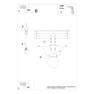 Ceiling Lamp Yoli 1 Black Single Ceiling Lights Great Lighting UK Ltd