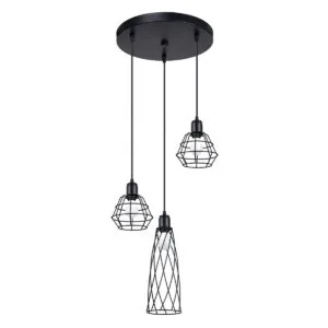 Suba 3-Light Pendant - Black Dining Table Pendant Lights Great Lighting UK Ltd