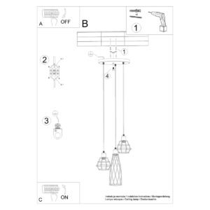 Pendant Lamp Suba 3p Black Multi Pendants Great Lighting UK Ltd