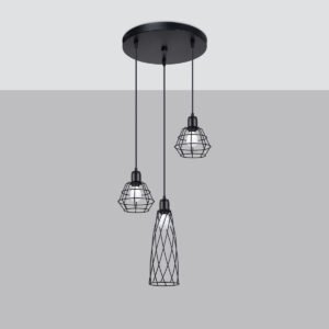 Pendant Lamp Suba 3p Black Multi Pendants Great Lighting UK Ltd