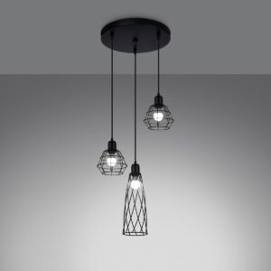 Pendant Lamp Suba 3p Black Multi Pendants Great Lighting UK Ltd