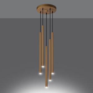 Pendant Lamp Pastelo 5p Gold Multi Pendants Great Lighting UK Ltd
