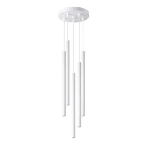 Pastelo 5-Light Cluster Pendant - White Cylinder & Pendant Clusters Great Lighting UK Ltd
