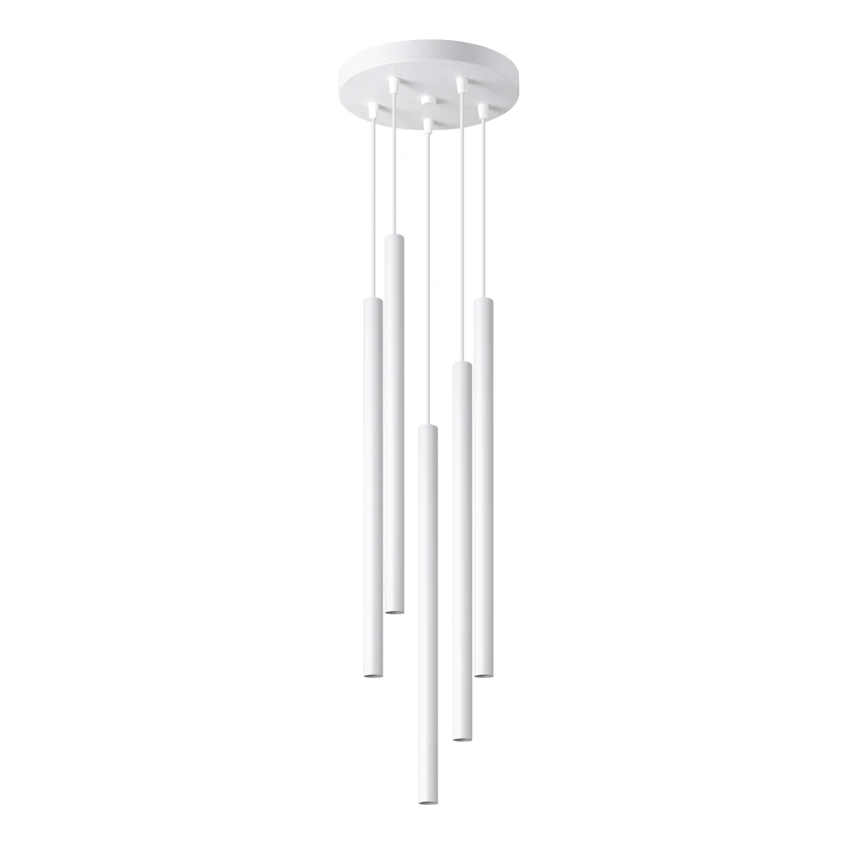 Pastelo 5-Light Cluster Pendant - White Cylinder & Pendant Clusters Great Lighting UK Ltd