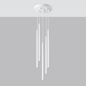 Pastelo 5-Light Cluster Pendant - White Cylinder & Pendant Clusters Great Lighting UK Ltd