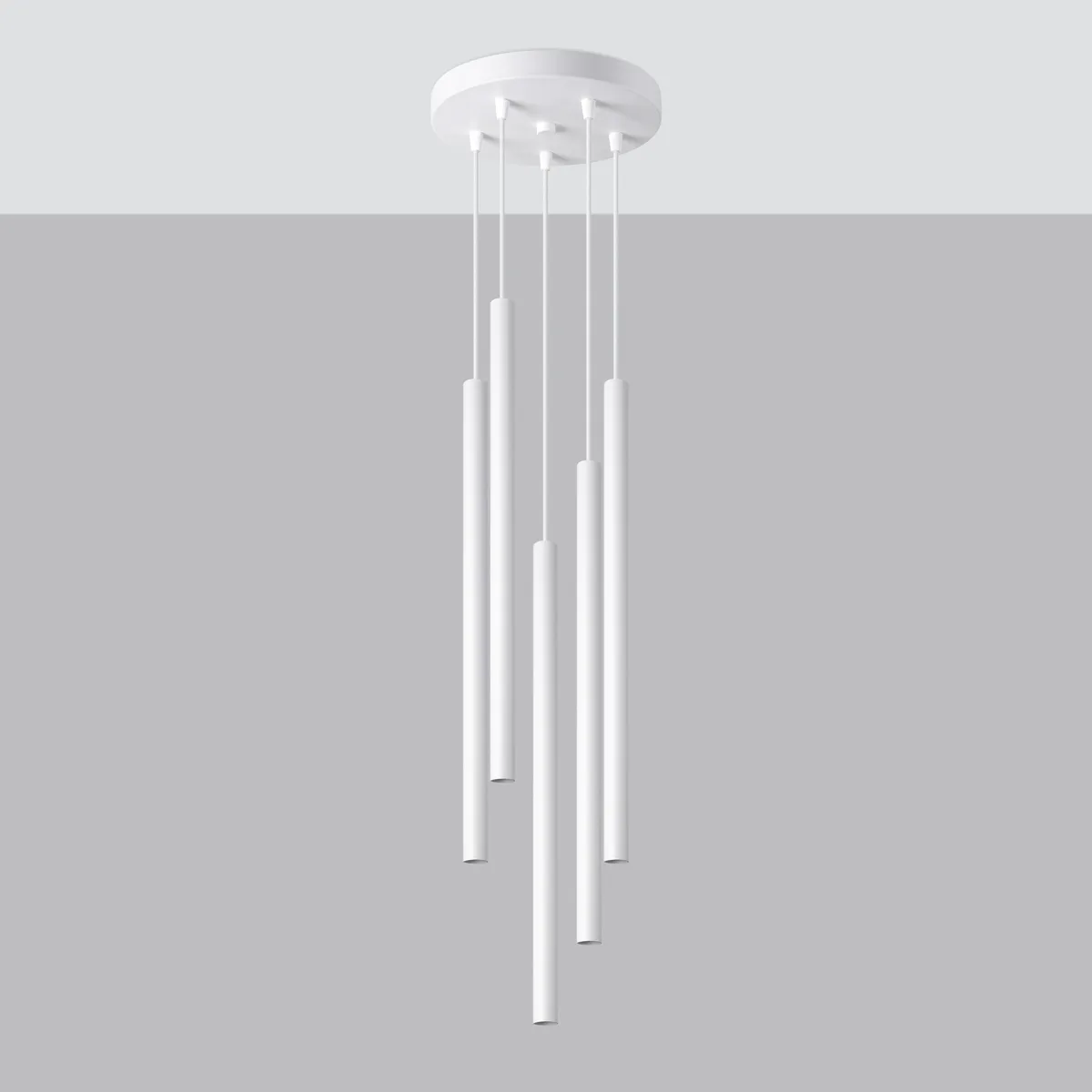Pastelo 5-Light Cluster Pendant - White Cylinder & Pendant Clusters Great Lighting UK Ltd