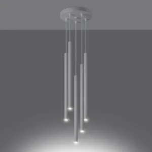 Pastelo 5-Light Cluster Pendant - White Cylinder & Pendant Clusters Great Lighting UK Ltd