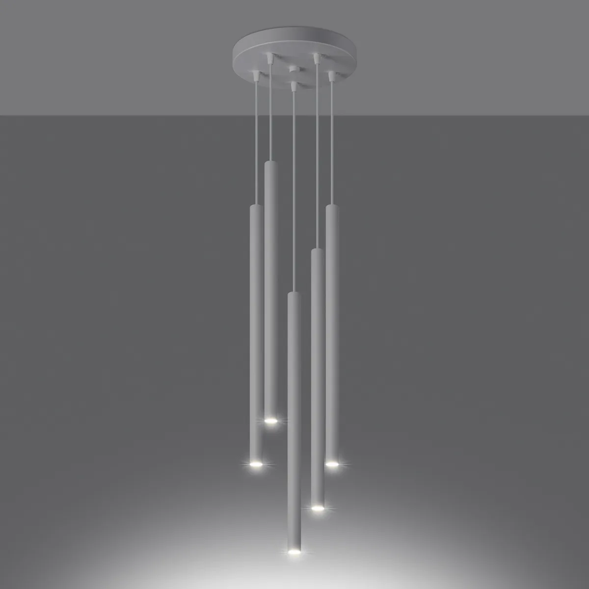 Pastelo 5-Light Cluster Pendant - White Cylinder & Pendant Clusters Great Lighting UK Ltd