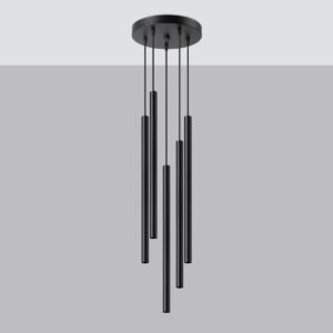 Pendant Lamp Pastelo 5p Black Multi Pendants Great Lighting UK Ltd