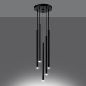 Pendant Lamp Pastelo 5p Black Multi Pendants Great Lighting UK Ltd